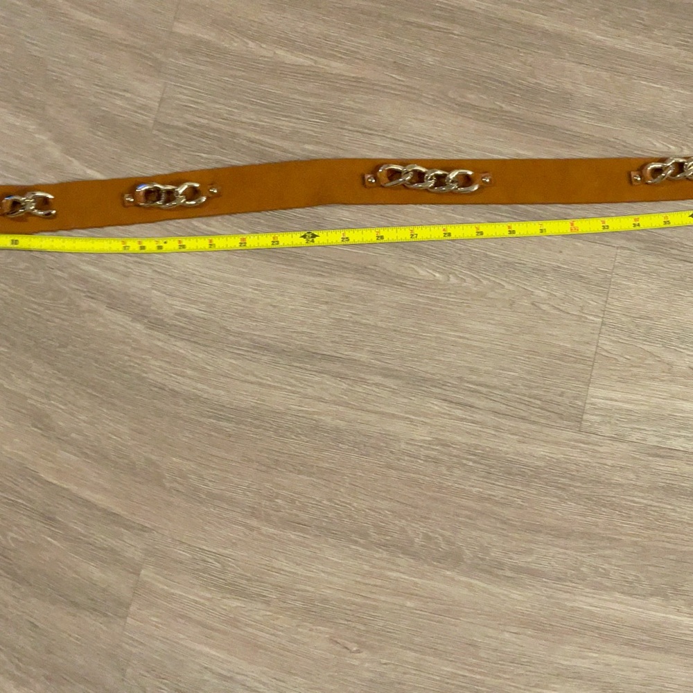 Michael Kors Tan Leather Belt with Silver Details
